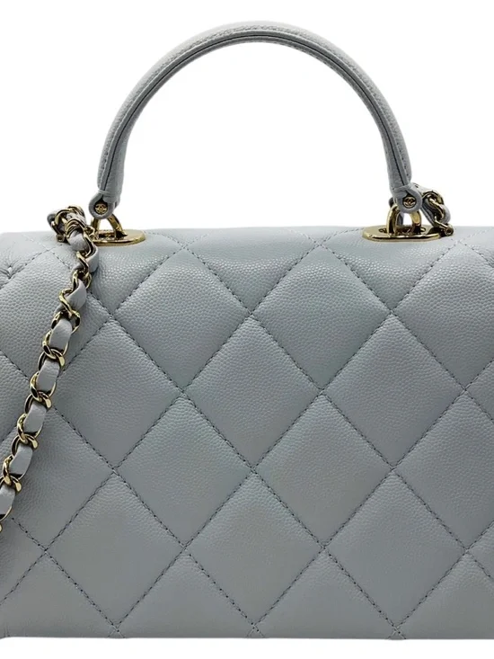 Chanel Light Blue Quilted Caviar Leather Retro Top Handle Flap Bag - Picture 3 of 14